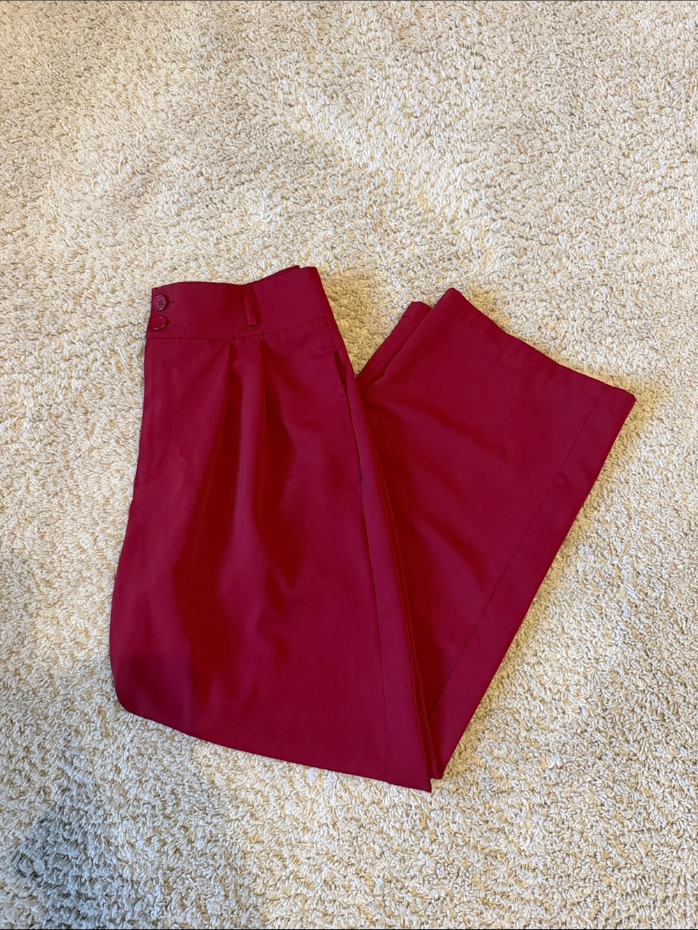 Halara cranberry red trouser, side medium petit
